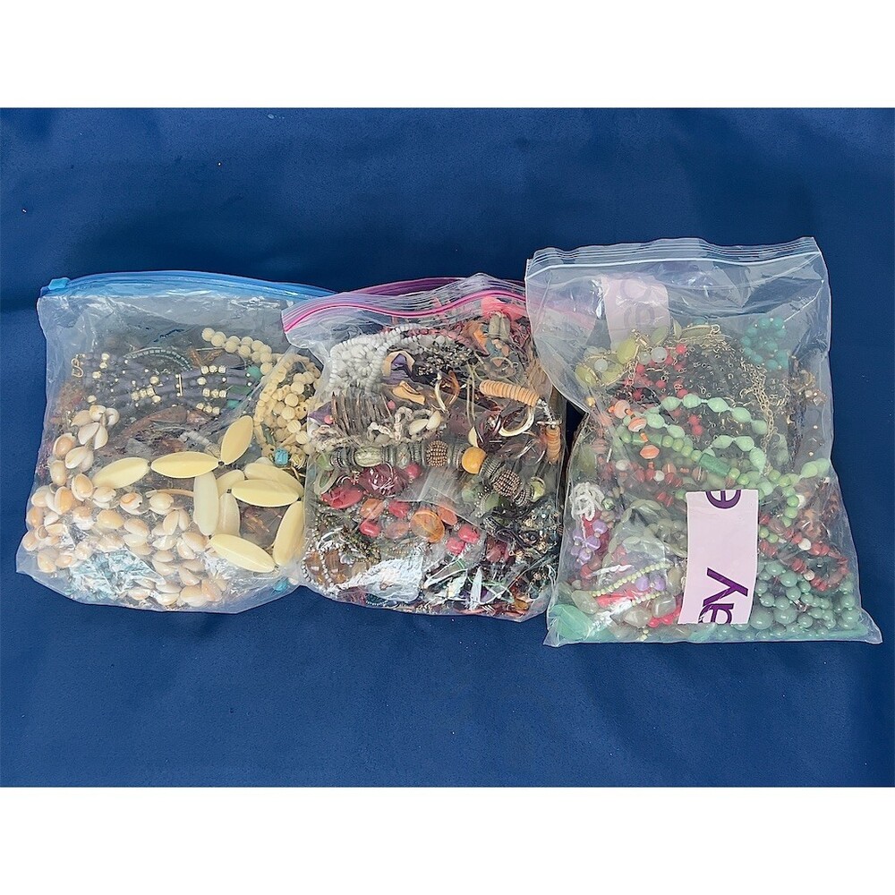Huge Necklace Lot 11 lb Mixed Jewelry Beads Chains Reseller Bundle Vintage Now